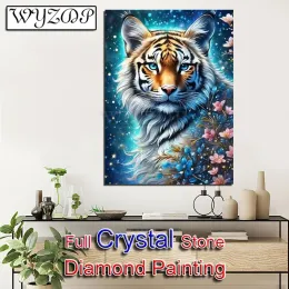 Stich 5d DIY 100% Kristall Diamantmalerei Tiger Vollquadratische Diamant Stickerei Mosaik Kreuzstitch Dekor Diamant Art Crystal 20231115