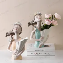VASES VITHERFLY GIRL SCULPTURE INDOOR RESIN DECORATION HOME ORMANMENTS OFFICE VASE
