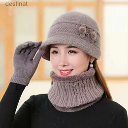 Wide Brim Hats Bucket Hats Winter middle-aged and elderly mother hats womens knitted wool hats grandmother hats autumn and winter cold and warm hats C24326