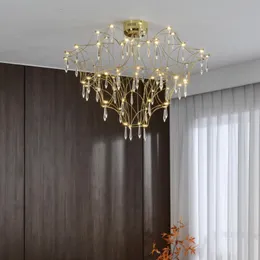 Plafoniere moderne con stelle di cristallo Lampade da soffitto romantiche Firefly Camera da letto europea americana Soggiorno Sala da pranzo Lustri Decorazione di illuminazione per interni domestici