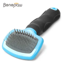 Combs Benepaw Antislip Pet Slicker Brush Grooming Dematting Dog Brush tar bort effektivt trasslar Dirt Loose Fur Kort Långt hår