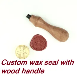 Hantverk Anpassa vaxstämpel med din logotyp, med trähandtag, DIY Ancient Seal Retro Stamp, Personlig Stamp Wax Seal Custom Design