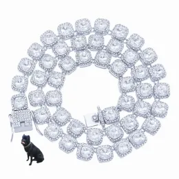 Krage 2022 Ny husdjursdekoration 10mm Crystal Baguette Tennis Chain Collar Halsband med vårlås Bling Dog Cat Wedding Accessories