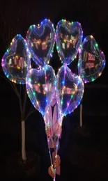 LED Love Heart Star Shape Balão Luminoso Bobo Balões com 3M String Lights 70cm Pole Night Light Balão para festa de casamento Dec6436192