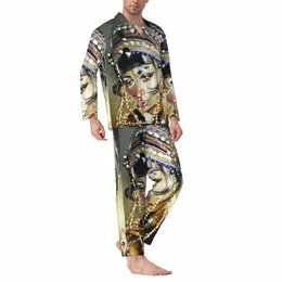 Jibaro Pajama Sets Love Death Robots Seas 3 귀여운 부드러운 잠자기 수컷 LG 슬리브 빈티지 수면 두 조각 나이트웨어 플러스 크기 B34E#