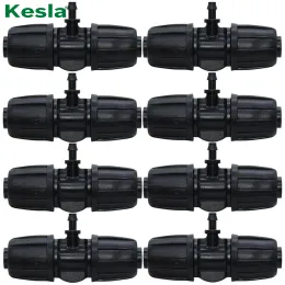 Conectores KESLA 10PCS 16mm 1/2'' PE Tubulação para 4/7mm Mangueira Tee Conector com trava de rosca Adaptador de água de irrigação de jardim para 1/4'' Micro Pipe