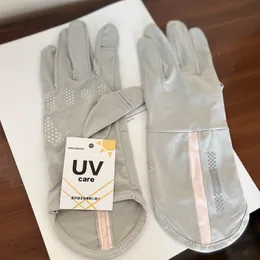 Sports Sunscreen Gloves Extended Unisex Spring/Summer Thin Ice Silk Cool UV Resistant Gray