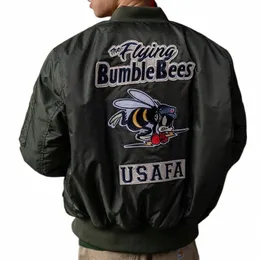 2023 WW2 USAFA Bumble Bees rattoppato militare invernale Bomber Giacca da uomo pilota volo giacche cappotti caldi u3iB #