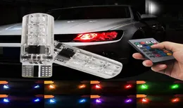 2x 2020 En Yeni Otomatik Işıklar Uzak Işık T10 5050 LED RGB Çok Molor İç Kama Yan Işık Flaşı Kablosuz Kontrol Carstyling4201460