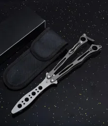 Special Offer Butterfly Practice Flail Knife 440C Blade Steel Handle Trainer EDC Pocket Knives With Nylon Sheath2388451