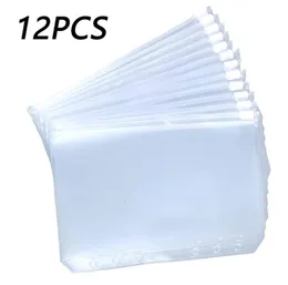 Sacos de armazenamento 12pcs Binder Pockets A5 A6 A7 Zipper Pastas para 6ring Notebook Transparente Loose Leaf Bolsa Arquivos Filing7880521