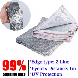 Nets 99% Shading New Sun Shade Net Aluminum Foil Sunshade Net Garden Swimming Pool Car Shed Camping Shading Sail Outdoor Sun Shelter