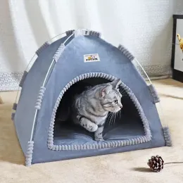 Mats Pet Tent Bed Cats House Supplies Products Cave Hut Puppy Warm Cushions Furniture Sofa Basket Beds Winter Clamshell Kitten Tents