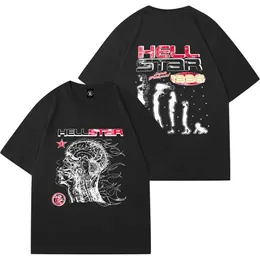 Designer Fashion Classic Hellstar Shirt Summer Mens and Women Rapper Wash Grey Heavy Craft Hell Star High Street Retro Short Sleeve Top Sweatshirts YWMP