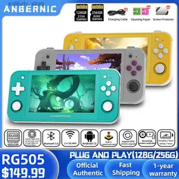 Portabla spelspelare Anbernic RG505 Ny handhållen spelkonsol Android 12 System Unisoc Tiger T618 4,95-tums OLED med Hall Joctick OTA Update Q240326