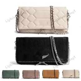 Tasarımcı Rock Swing Swing kanatları zadig voltaire çanta kadın tote çanta omuz çantası adam gerçek deri kanat zinciri lüks siyah cüzdan kapitone crossbody çanta 240326