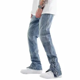 الجينز الأزرق 2023 FI جديد Simple Style Jeans الرجال الفضفاضة مستقيم الاتجاه السراويل الوسيلة مصمم عتيقة X9GM#