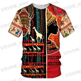 Men's T-Shirts Mens T-shirt Retro Trend African dance Pattern Short Slve Daily Leisure Fashion Sports Style Comfortable Crew Neck Loose Tops T240325