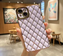 New Luxury 6D Electroplating Phone Cases For iPhone 13 11 12 Pro X XR XS Max 7 8 Plus Candy Color Soft Lattice Shockproof Back Cov1309246