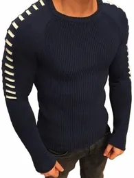 2024 sweater autumn and Winter Europe and the United States men's slim lg-sleeved round-necked knitted jacket size L2TM#