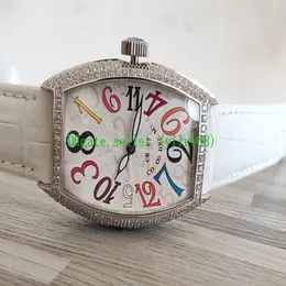 Luxury New 33mm Crazy Hours 7851 8880 Automatisk Gypsophila Diamond Dial Case Women Watch Leather Strap Högkvalitativa kvinnor klockor 278i