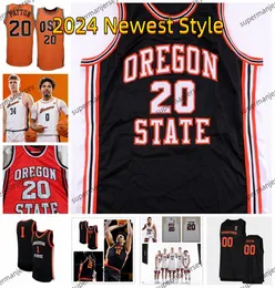 Chol Marial Christian Wright 2024オレゴンステートバスケットボールジャージーJ.Pope Tyler Bilodeau Dexter Akanno Justin Rochelin Oregon State Beavers Jerseys