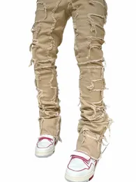 Fi Stretch Patch Jeans da uomo Y2K Patchwork Nappe creative Decorati Pantaloni in denim dritto per uomo Pantaloni Jean Hip Hop o2we #