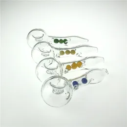 Glass Smoking Hand Pipe with 4.72 Inch Colorful Beads Honeycomb Big Bowl Clear Pyrex Filter Tube Funny Pipes