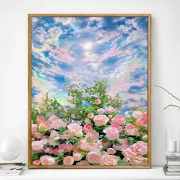 Numero Dipinto fai da te con i numeri Kit Immagine di fiori da colorare Base zero Pittura a olio dipinta a mano Decorazione della parete di casa Numeri regalo