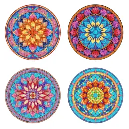 Stitch New DIY diamond painting Round placemat tabletop ironing plate Threedimensional food placemat Mosaic embroidery 4pcs tray