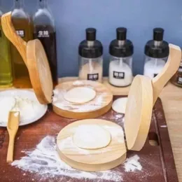 2024 1pc Wooden Manual Dough Press Roller, Corn Tortilla Dumpling Skin Bun Skin Press Mold, Kitchen Baking Pastry Maker