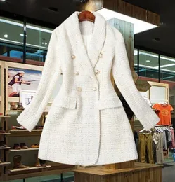 Pist 2020 Tasarımcı Blazer Kadın039s Çift Kruvaze Metal Düğmesi Uzun Kollu Çentikli yaka Ceket Yün Karışımları Tweed Blazer C4070285