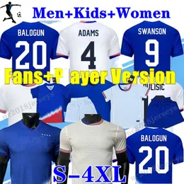 24 25 Pulisic McKennie Jersey Ertz Altidore Press Wood Morgan Lloyd 2024 2025 America Football Shirt Stany Zjednoczone USSas USMNT Player Men Kit