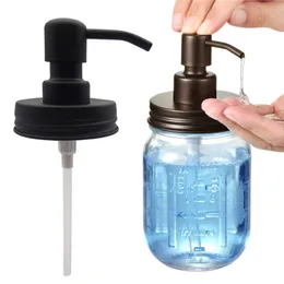 Liquid Soap Dispenser DIY Stainless Steel Mason Jar Lotion Replacement Pump Bathroom Kitchen Hand Lotion Dispenser No Jars