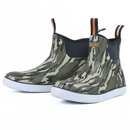 Frauen Regen Stiefel Licht Trainer Angeln Stiefel Männer Grün Regen Stiefeletten Camouflage Casual Schuhe PVC High Top Sneakers Wasserdicht 240309