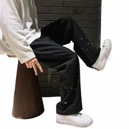 vintage Casual Suit Pants Men Clothing Japanese Streetwear Loose Wide-Leg Trousers Male Autumn Spl Ink Straight Pantales A77T#