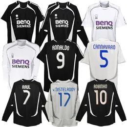 2006 2007 Ronaldo Retro Soccer Trikots 06 07 Home Away Vintage Cannavaro Raul Marcelo Guti Higuain Real Madrids Longsleeve Classic Football Shirt 3261