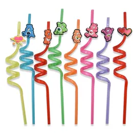 Rainbow Bear Straw Cap Straw Sleeve PVC Soft Rubber Personality Straw Decoration Buckle Clip Buckle Wholesale