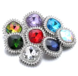 Square Crystal Rhinestone Metal18mm Snap Buttons Fit Snaps Bracelet Necklace Jewelry ACC