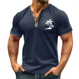 Herr t-skjortor original elegant mode tryckt för män combo v-hals korta ärmar sommarblus slimfit camisa hombre