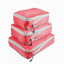 2024 3 pz/set Compressione Cubi di Imballaggio Borsa di Immagazzinaggio di Viaggio Bagagli Valigia Organizer Set Pieghevole Materiale di Nylon Impermeabile