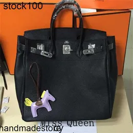 Handtasche Große Tragetasche Hac Handgefertigt 40/45/50 cm Handtaschen 40 cmh Home Original Togo Litschi-Muster Hohe Taille für Männer und Frauen Bk Echtes Leder THB3