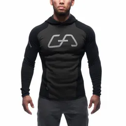 2020 Sports Fitn 남성 실행 풀오버 스웨터 컬러 매칭 훈련 스타킹 근육 통기성 의류 상단 R2BG#