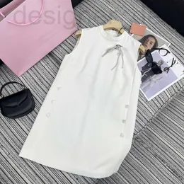 Basic & Casual Dresses designer brand Spring/Summer New Miu Age Reducing Sweet Girl Style Quality Bow Tie Pin Round Neck Tank Top Dress WKUE