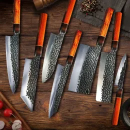 Messer professioneller Küchenchef Japanisches Messer 90CR18Mov Hammer Santoku Lachsmesser Fischfileting Rohes Kiritsuke -Messer