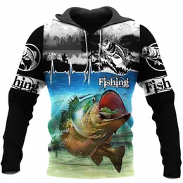 Vild basfisketryck 3D -hoodie för män fi jaktfiskentusiast Pullover Men's and Women's Plus Size Sweatshirt Tops 178k#