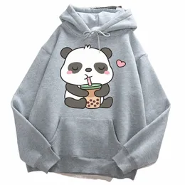 Pandas Amor Beber Pérola Leite Chá Impressão Hoodie Homens Harajuku Quente Com Capuz Fi Casual Moletom Outono Tamanho Grande Sportswears o0oX #