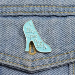 Fairy Tale Enamel Pins Custom Crystal High Heel Brooches Lapel Badges Cartoon Shoe Jewelry Gift for Kids Friends