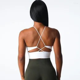 Yoga Outfit Wmuncc Grande Backless e Belo Sutiã Esportivo Feminino Alto Pescoço Cordão Sem Costura Fitness