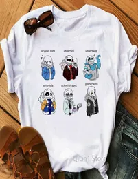 Новая игра Undertale футболка Sans And Papyrus Print Horror Halloween Shirt Женская футболка друзей Белая повседневная футболка для компьютерных фанатов 00-х годов Футболки H0914608475